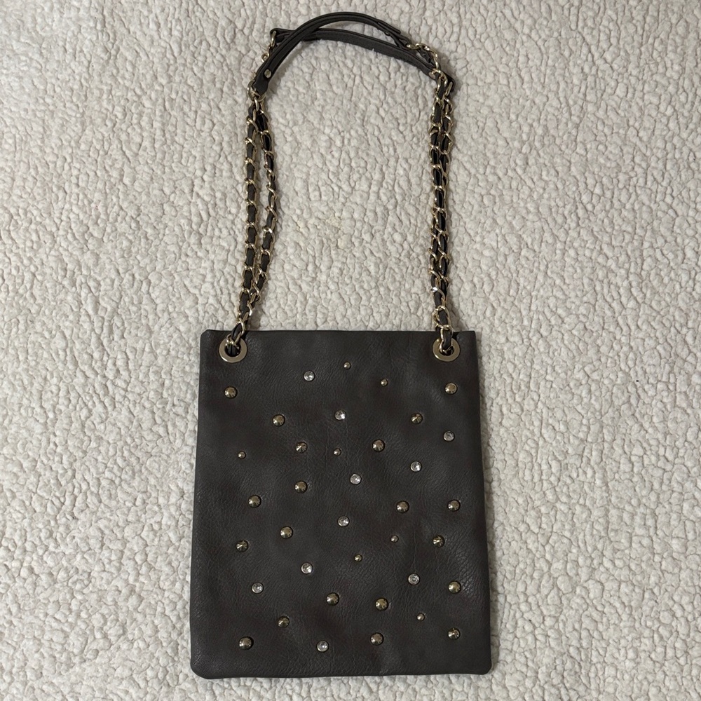 Y2k Gray Studded Shoulder Bag